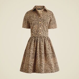 J. Crew Short-Sleeve Leopard Print Shirtdress in Brown and Black